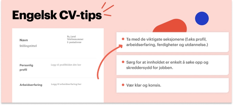 Oppsummering av beste tips på engelsk CV