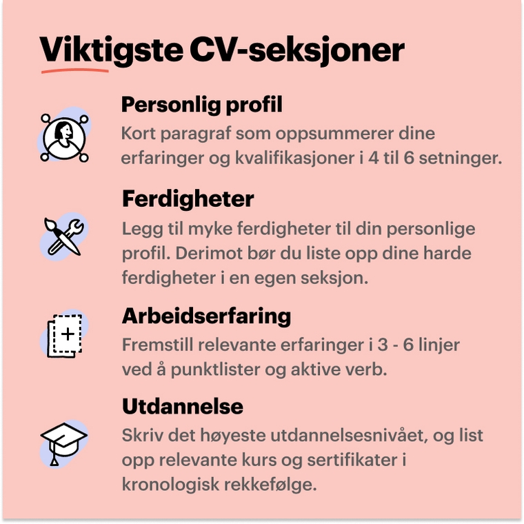 Seksjoner du må ha med på en arkitekt CV