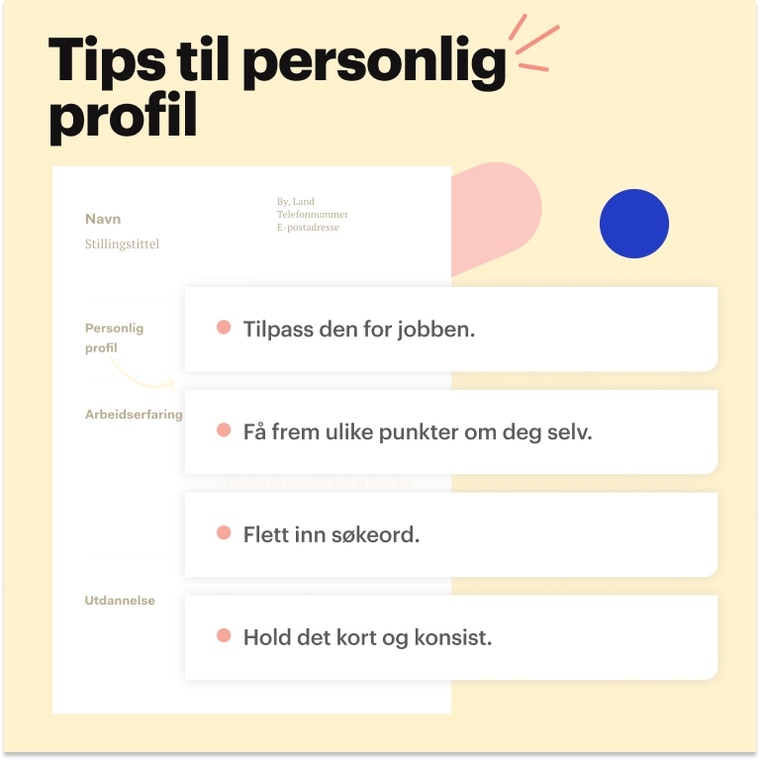 V hvordan en personlig profil skal skrives på en markedsførings CV