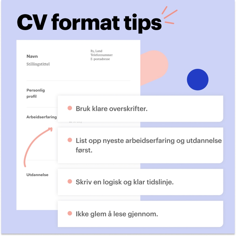 Struktur for resepsjonist CV