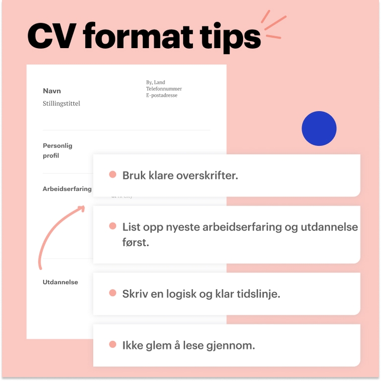 CV format tips Beste oppsett for en nyutdannet CV